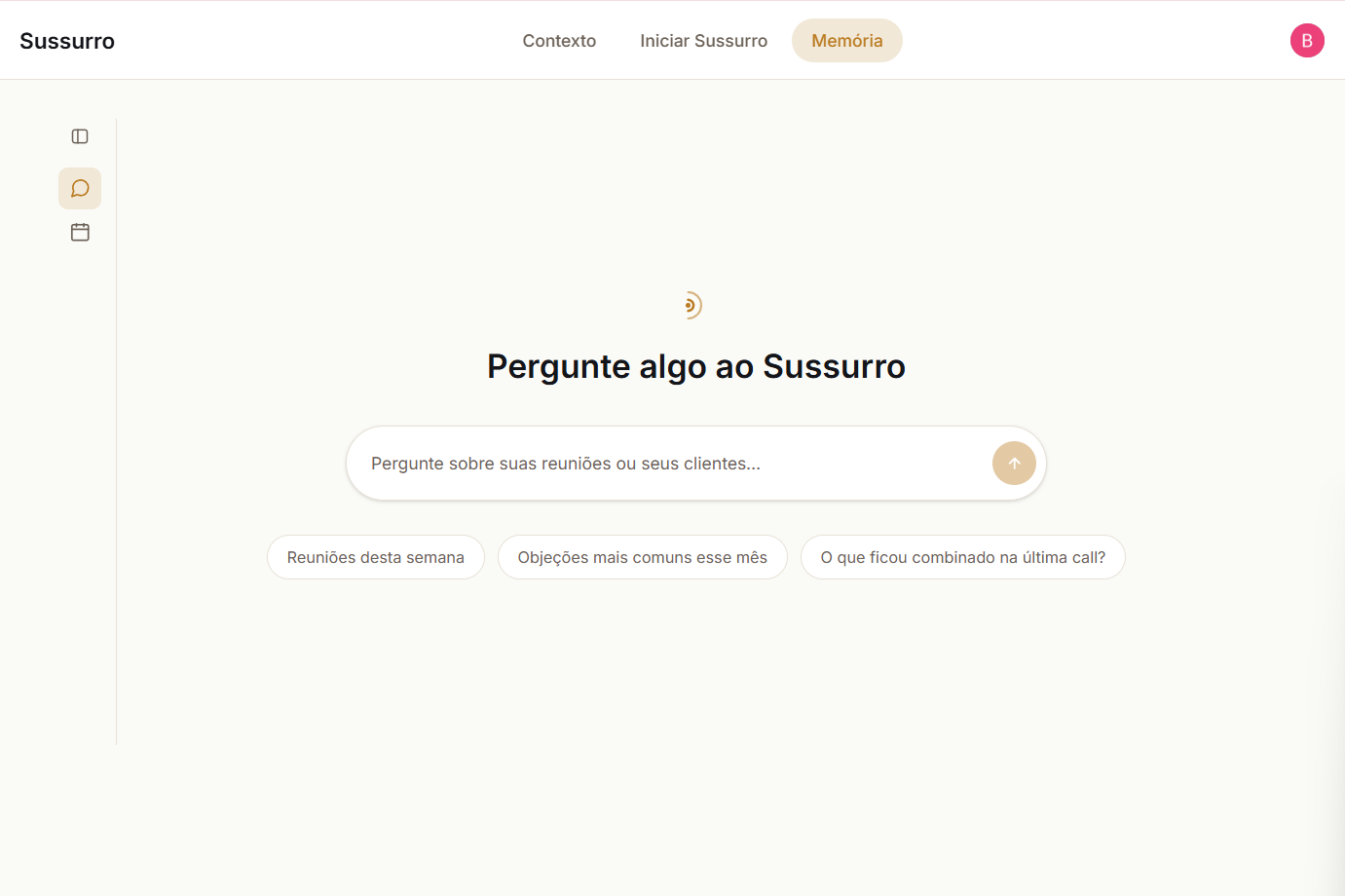 Chat da Minha Memória, respondendo uma pergunta sobre reuniões anteriores